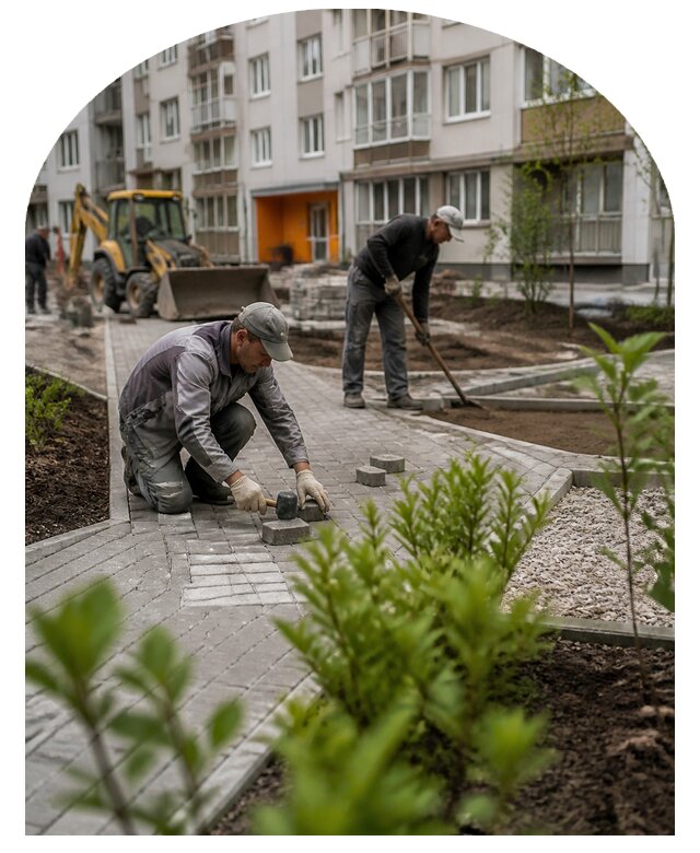 Благоустройство двора многоквартирного дома в Санкте-Петербурге